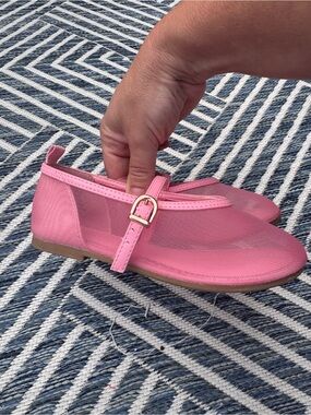 H&M Pink Mary Jane Flats with Gold Buckle